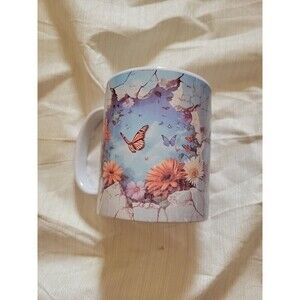 Ceramic Mug Butterflies and Floral